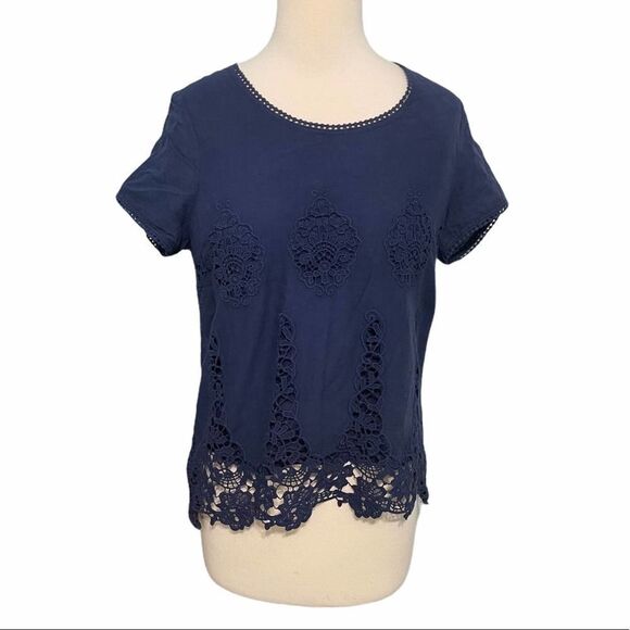 LAmade‎ Donna Lace Keyhole Top Midnight Blue Medium - Picture 1 of 12